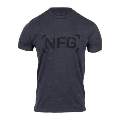 Charcoal heather tee with large NFG logo on chest