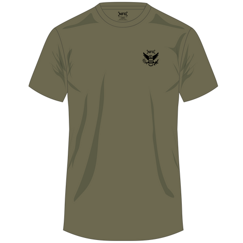 Front view of military green tee with American Seal on left chest with NFG logo